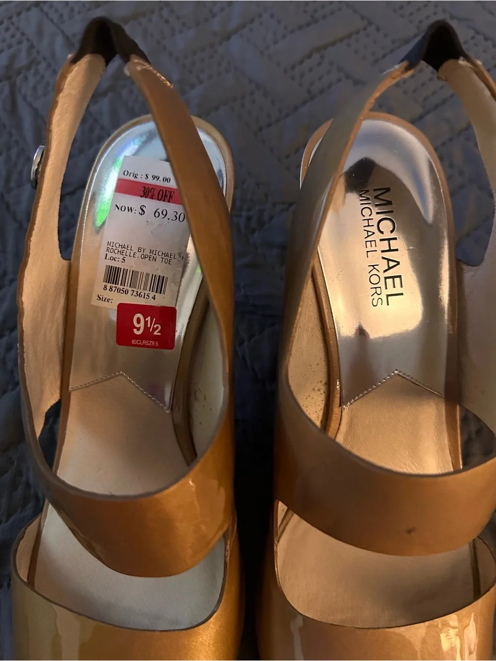 Michael Kors Metallic Gold Double-Strap Slingback Heels